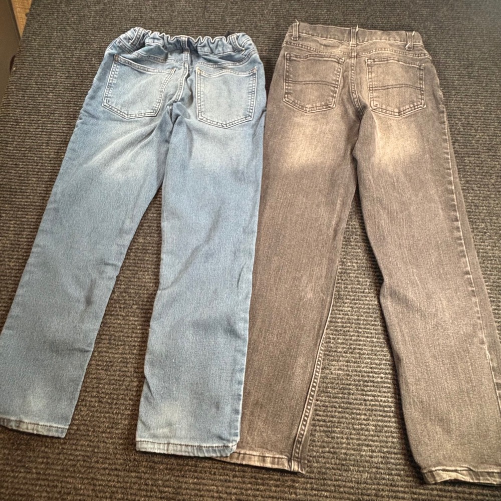 Wonder Nation Boys Jeans Bundle Size 12 Slim Blue Relaxed Grey Denim Pants 2pk - Picture 2 of 5